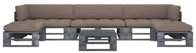 vidaXL 6-delige Loungeset pallet met kussens grijs geïmpregneerd hout