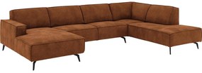 Goossens Hoekbank Hercules bruin, microvezel, 2,5-zits, modern design met ligelement rechts
