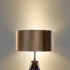 Vloerlamp messing tripod met velours kap brons 50cm - Cortin Klassiek / Antiek, Landelijk E27 rond Binnenverlichting Lamp