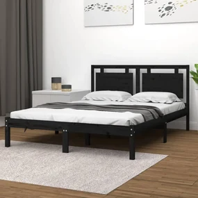 vidaXL Bedframe massief hout zwart 120x200 cm