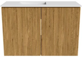 Mondiaz Joya 60cm toiletmeubel oak met wastafel faye links 1 kraangat talc