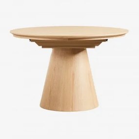 Uitbreidbare Eettafel 120-160x120 Cm Van Mdf En Montana Eikenfineer Natuurlijk Hout - Sklum