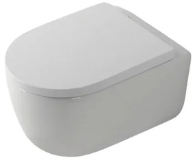 QeramiQ Dely Swirl Wandclosetset - 36.5x53.0cm - diepspoel - rimless - softclose zitting - glans wit SW1159505/SW1026256