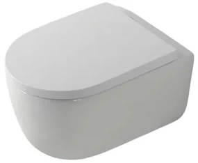 QeramiQ Dely Swirl Wandclosetset - 36.5x53.0cm - diepspoel - rimless - softclose zitting - glans wit SW1159505/SW1026256
