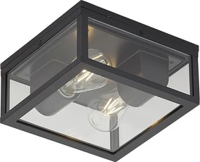 Industriële buiten plafondlamp zwart met bewegings- en schemersensor IP44 - Charlois