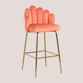Verpakking Van 2 Hoge Krukken In Markina Fluweel Koraal Mousse & ↑75 Cm - Sklum