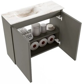 Mondiaz Ture DLux toiletmeubel 60cm smoke met wastafel frappe links zonder kraangat