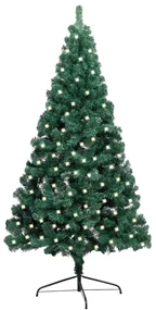 vidaXL Kunstkerstboom met LED's en standaard half 240 cm PVC groen