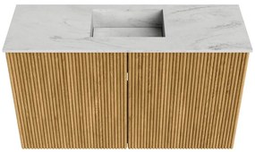 Mondiaz Joya DLux 70cm toiletmeubel oak met wastafel faye midden 1 kraangat opalo