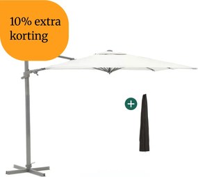+ 10% kassakorting | Parasol Shadowline Francisco | Inclusief hoes | Vierkant | 260x260cm | Met draaihendel | Grijs/Antraciet | Kees Smit Tuinmeubelen