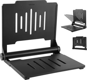 VEVOR opklapbare douchestoel voor wandmontage (zitvlak 496 x 417 mm), opklapbare wandstoel met ondersteunende rugleuning, douchestoel (draagvermogen 180 kg) voor volwassenen en senioren, geschikt voor badkamer en hal.
