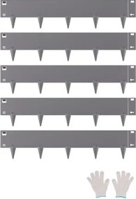 VEVOR gazonranden, set van 5, 990x207x1,5 mm, roestbestendige metalen rand voor bloembedden, borders, gazonranden, eenvoudig te installeren, afscheiding voor bloembedden, tuinpaden, donkergrijs