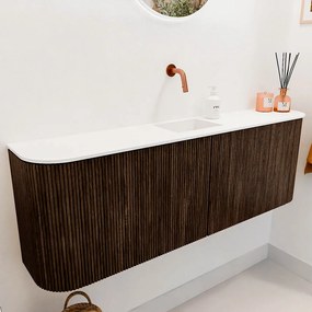 Mondiaz Joya 125cm toiletmeubel ronding links/rechts walnut met wastafel faye midden zonder kraangat talc