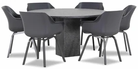 Tuinset Ronde Tuintafel 6 personen 140 cm Kunststof Grijs Hartman Sophie