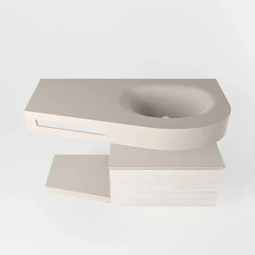 Mondiaz Riva badmeubel 100cm Underlayment met 1 lade en wastafel rechts 1 kraangat Linen