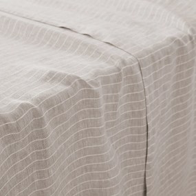 Plat laken in gewassen linnen, gestreept, Linot