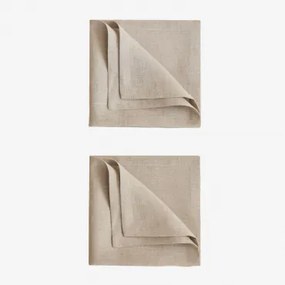 Set Van 2 Servetten In Linnen Zendan Beige – Crème - Sklum