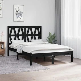 vidaXL Bedframe massief grenenhout zwart 120x200 cm