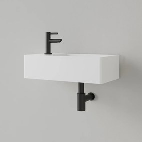 Sanigoods Luko fontein 40x22cm links met kraangat hoogglans wit