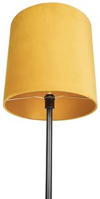 Stoffen Art Deco vloerlamp zwart met gele kap 40 cm - Simplo Modern E27 cilinder / rond Binnenverlichting Lamp