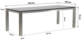 Tuintafel rechthoekig  RVS 240 cm x 100 cm pearl black RVS Grijs   Ontario