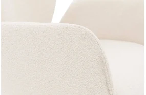 Goossens Eetkamerstoel Hera wit stof met armleuning, modern design