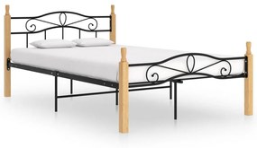 vidaXL Bedframe metaal en massief eikenhout zwart 120x200 cm