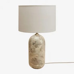 Tafellamp Van Natuurlijk Steen Yalvira Wit Ø30 Cm - ↑20 Cm Glendas & Beige Marmer Panther - Sklum