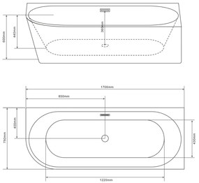 Badstuber Faro hoekbad rechts 170x75cm wit