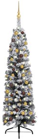vidaXL Kerstboom met LED's en kerstballen smal 120 cm PVC groen