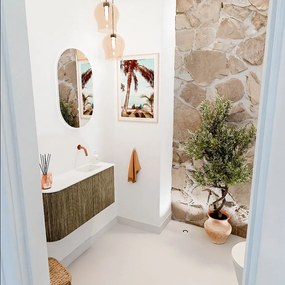 Mondiaz Joya 80cm toiletmeubel ronding links dusk met wastafel faye rechts zonder kraangat talc
