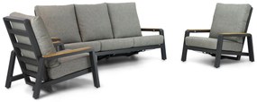 Stoel en Bank Loungeset 5 personen Aluminium/teak Grijs Osmen Manly