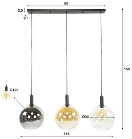 Hanglamp Tricolore 3-lichts Zwart