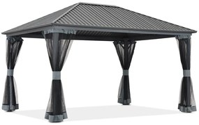 Metalen tuinhuisje Sardinia 3x3 met klamboe Garden Point antraciet