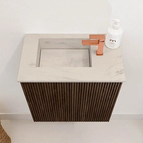 Mondiaz Joya DLux 40cm toiletmeubel walnut met wastafel faye links 1 kraangat opalo
