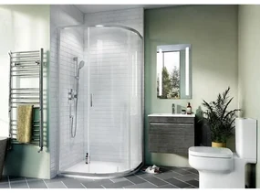 Crosswater Kai douchecabine 80x120x190cm kwartrond met 1 schuifdeur 6mm helder veiligheidsglas aluminium zilver KLQSSC12X8