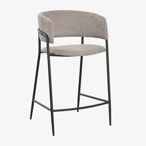Nalon Gestoffeerde Hoge Kruk ↑65 Cm & Zwart & Stof Zandbruin - Sklum