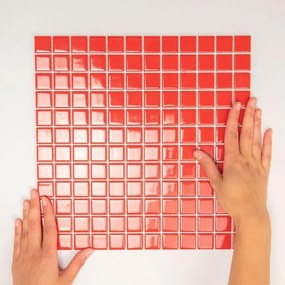 The Mosaic Factory Barcelona mozaïektegel - 30x30cm - wandtegel - Vierkant - Porselein Red Glans AF230053