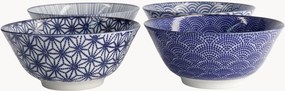 Porseleinen Tayo kommen Nippon Blue, 4-delig