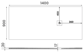 Gelco Mitia rechthoekige douchebak stone-look 140x90cm wit