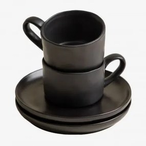 Set Van 2 Koffiekopjes 10 Cl Met Schotel Belvere Zwart - Sklum