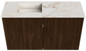 Mondiaz Joya DLux 70cm toiletmeubel walnut met wastafel faye links 1 kraangat frappe
