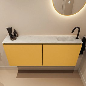 Mondiaz Ture DLux toiletmeubel 120cm ocher met wastafel opalo rechts met kraangat