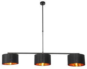 Moderne hanglamp zwart met goud 125 cm 3-lichts - VT 3