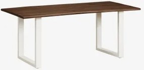 Rectangulaire Eettafel 180x90 Cm Van Acaciahout En Staal Maupi Gardenia Wit - Sklum