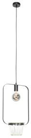 Moderne hanglamp zwart met glas rechthoekig - Roslini