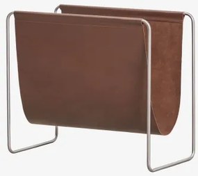 Dravena Vloertijdschrifthouder Van Leer En Roestvrij Staal Bruin – Koffie - Sklum