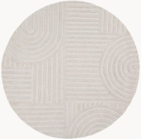 Rond handgetuft hoog-laag wollen vloerkleed Zen Garden