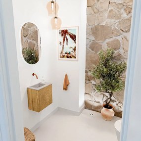 Mondiaz Joya DLux 40cm toiletmeubel oak met wastafel faye links zonder kraangat glace