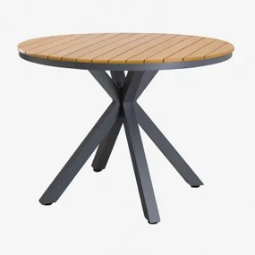 Ronde Tuintafel Van Aluminium En Eucalyptus Hout Archer Grijs – Grafiet & Ø100 Cm - Sklum